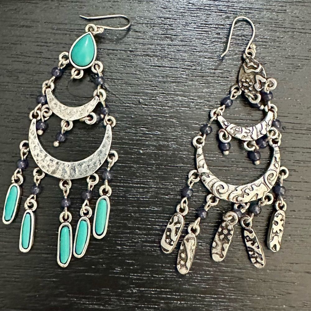 Lucky Brand Blue and Silver Boho Earrings - Picture 2 of 4